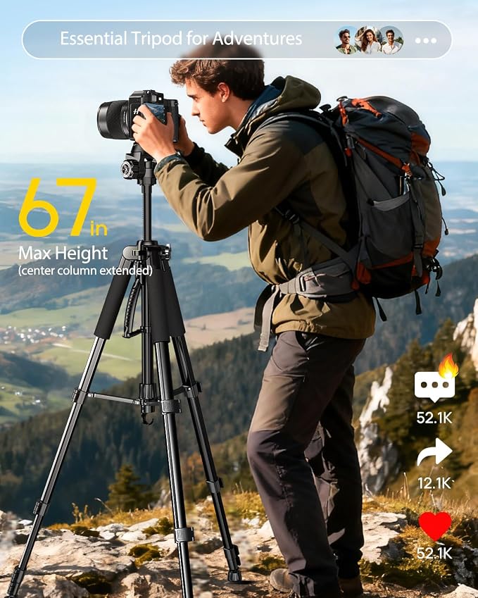 UBeesize 67” Camera Tripod - Image 2