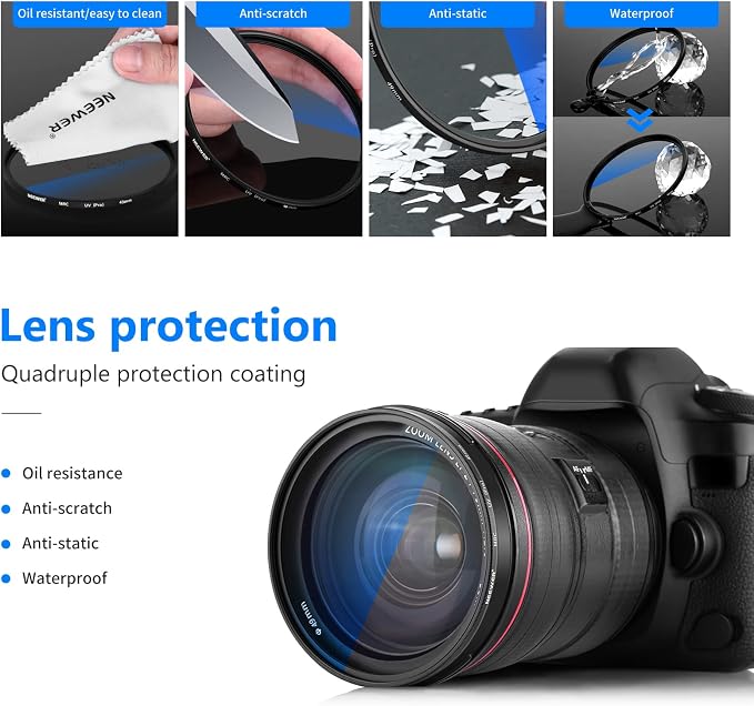 NEEWER 49mm MRC UV Protection Filter 30 Layer Multi Resistant Nano Coatings/HD - Image 6