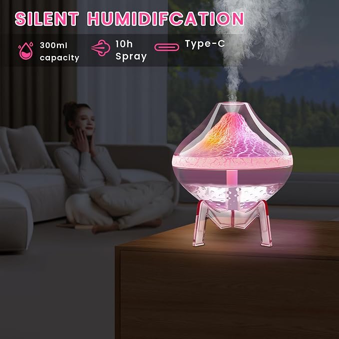 Humidifiers for Bedroom Cool Mist Ultrasonic Small Humidifier with Humidity Sensor Auto Shut Off LED Colorful Gradient Light Mini Humidifier For Plants,Bedroom,Baby Room,Office, Home（Pink) - Image 4