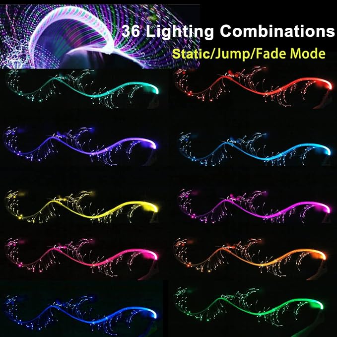 Fiber Optic Dance Whip Rechargeable, AZIMOM Space Whip 6ft 360° Swivel 36Mode - Image 2
