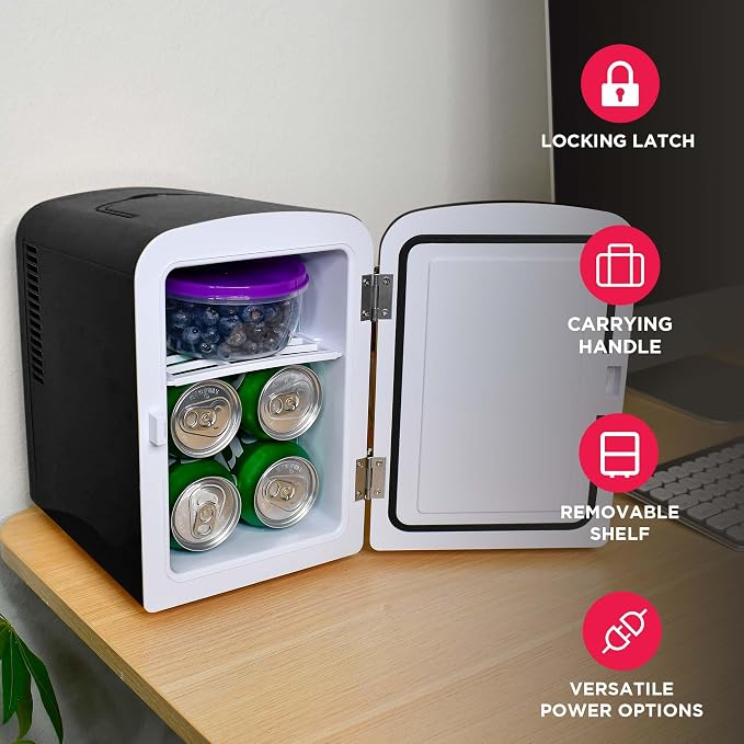 Frigidaire 6 Can Retro Mini Portable Personal Fridge/Cooler for Home, Office or Dorm (Built-in Bluetooth Speaker) - Image 3