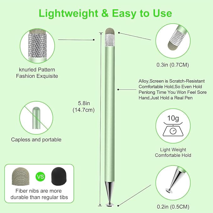 Stylus Pen for Touchscreen ipad.2-in-1 Tip for Nintendo Switch | Disc & Fiber - Image 3