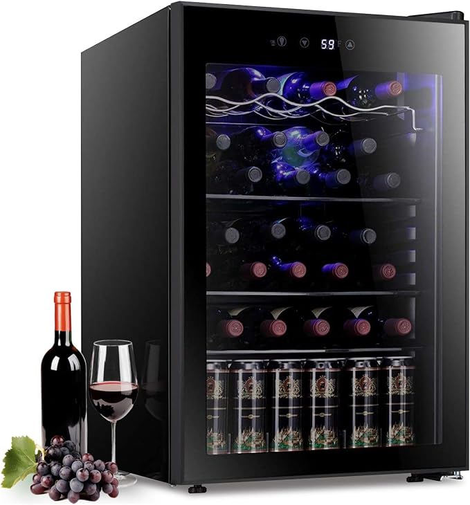 Antarctic Star 36 Bottle Wine Cooler Beverage Refrigerator Small Mini Wine Cellar Beer Soda Bar Fridge Quiet Operation Compressor Adjust Temperature Freestanding Black, 4.4 Cu. Ft | 36 Bottle Capacity, Clear Front Glass Door, for Red wine Beer Soda, Qu... by AntarcticStar