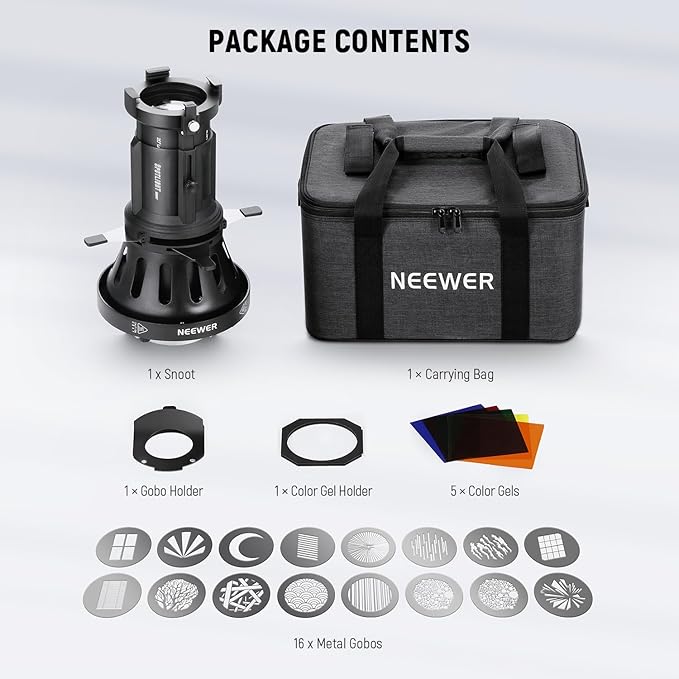 NEEWER Spotlight Snoot with 20° Projection Lens, Adjustable Focus, 16 Metal - Image 9