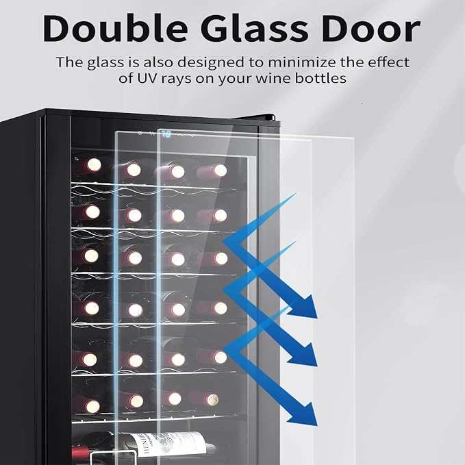 BODEGA COOLER 28 Bottle Wine Refrigerator, Fridge for Kitchen, Room, Office | 7 Shelves, Fast Cooling, Digital Temp Panel, Quiet ≤40dB Operation, Freestanding / Under Counter, UV-Protected Glass Door - Image 2