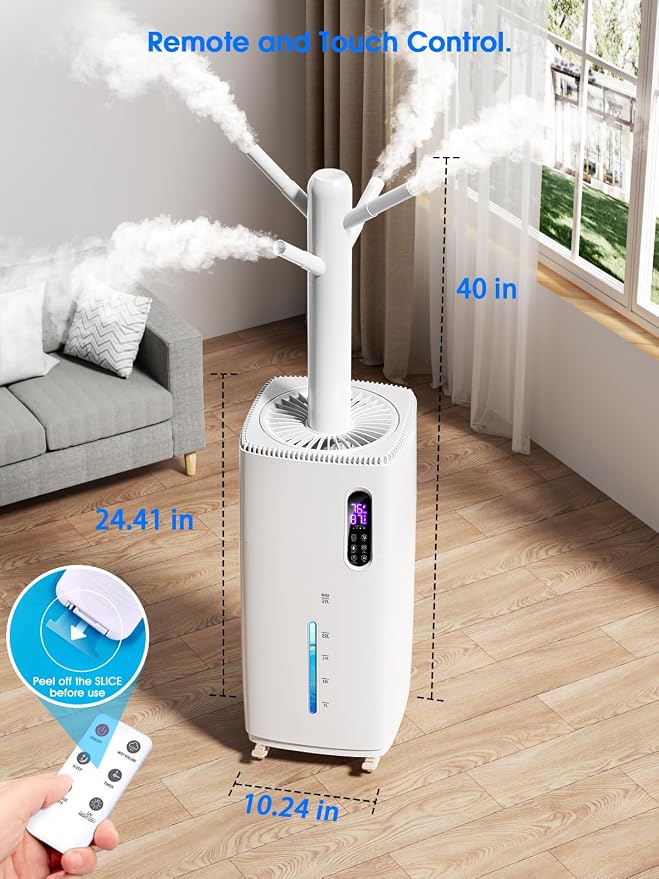 26L/5.7Gal Humidifier Large Room 3000 ft², Supersized Cool Mist, 38H Quiet Humidifiers for Bedroom, 2000mL/h Mist Output, Touch/Remote Control, Humidifiers for Home, Whole House, Plant, White - Image 7