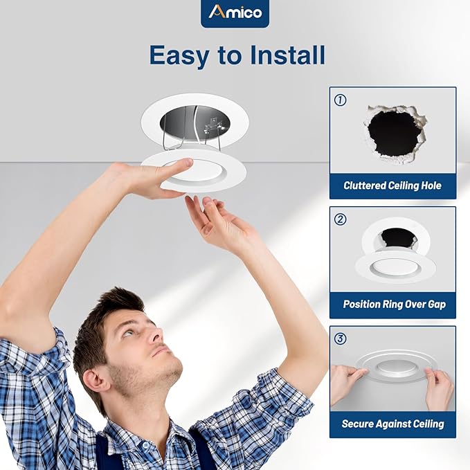 Amico 24 Pack Goof Rings for 6 Inch Recessed Lights, Can Light Trim Ring Cover - Image 4