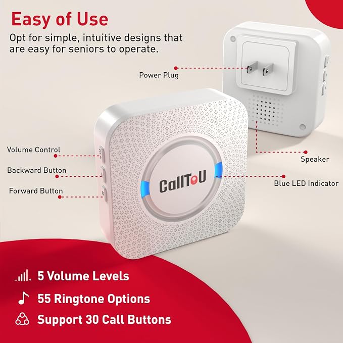 CallToU Wireless Caregiver Pager Smart Monitoring System Alert Buttons Hand - Image 6