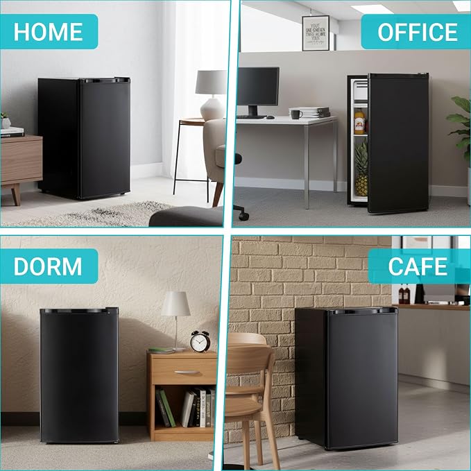 Erivess 3.2 Cu.Ft Mini Fridge with Freezer, Single Door Small Refrigerator with 7 Adjustable Thermostat, Energy Saving, Low Noise, Dorm Fridge for Office, Bedroom, Apartment - Image 5