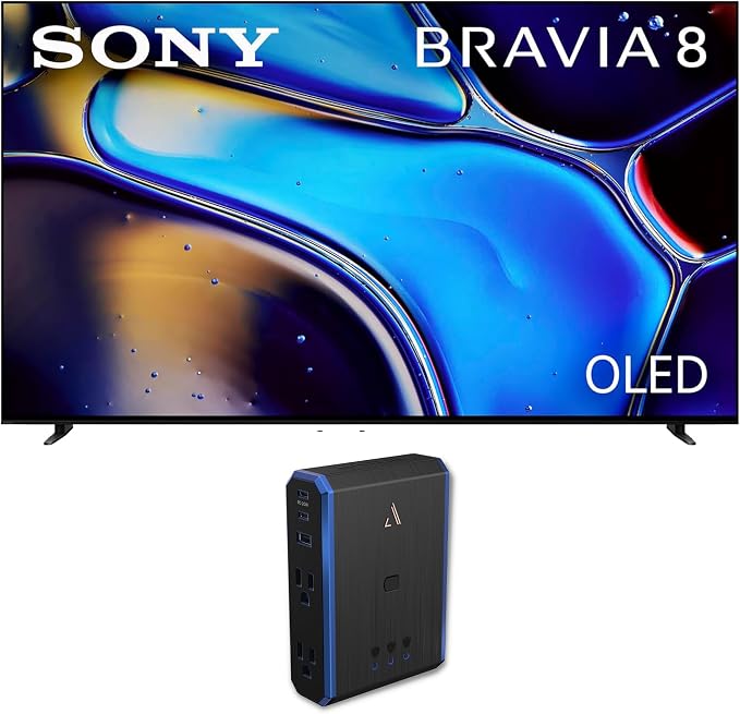 Sony K55XR80 55 Inch IMAX Enhanced Bravia OLED 4K HDR Google TV with an Austere 5S-PS4-US1 4-Outlet Power with Omniport USB (2024) by Unknown