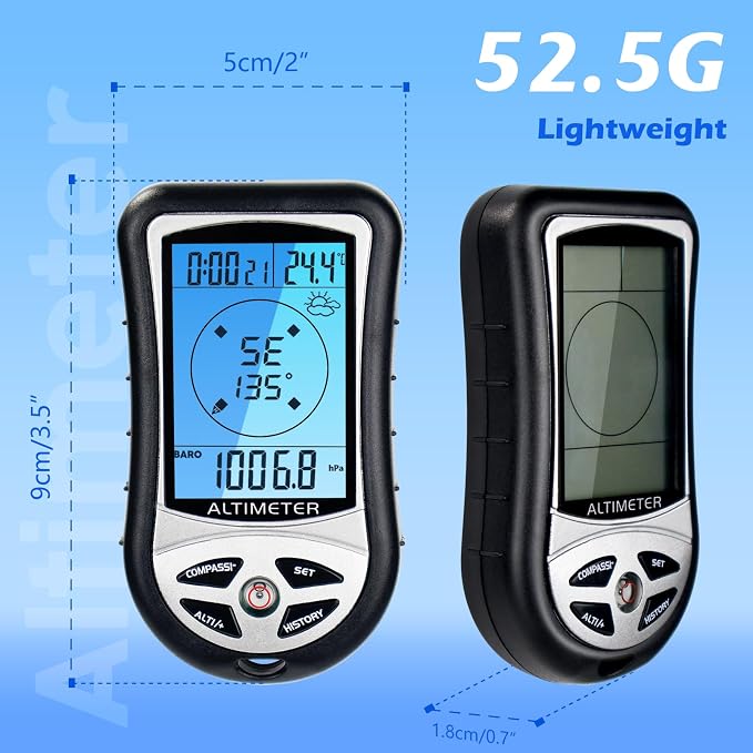 Multifunction Digital Altimeter, Digital Compass, Hiking Thermometer 8 in 1 - Image 2