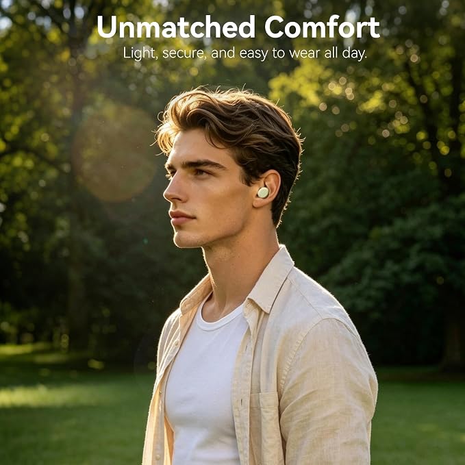 TOZO T10 Wireless Earbuds Powerful Bass Stereo Wireless Charging, APP, IPX8 | Waterproof, 55H Playtime, Ergonomic Design In Ear buds, App Customize EQ, Bluetooth 5.3 Headphones for Work, Travel, Green - Image 4