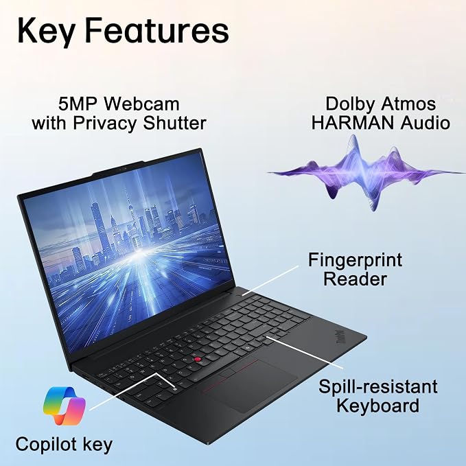 Lenovo ThinkPad E16, 16" Touchscreen, AMD Ryzen 7 250, 32GB DDR5, 1TB SSD | Business AI PC Laptop, FHD+ Anti-Glare, > Intel Ultra 7 155U, Numeric Keypad, IR Webcam, Thunderbolt 4, Ethernet, Win 11 Pro - Image 4