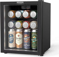 ROVSUN 1.0 Cu.Ft. Beverage Refrigerator Cooler-46 Cans, Mini Fridge with Glass Door, Quiet Compressor, LED Light, 43–64°F Adjustable Temperature, Freestanding Small Fridge for Home Office and Bedroom by ROVSUN