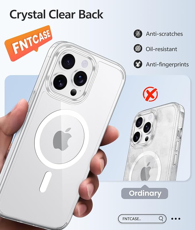 FNTCASE for iPhone 13 Pro Case: Anti Yellowing Transparent Clear Magnetic Phone - Image 6