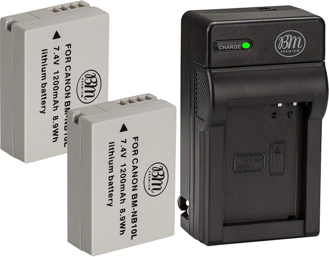 BM Premium 2 Pack of NB-10L Battery and Charger Kit by BMPremium