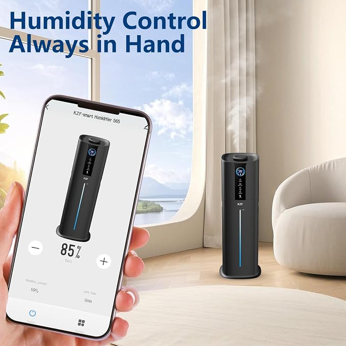 9L Smart Humidifiers for Bedroom Large Room, 2.3Gal Cool Mist Top Fill Diffuser App & Remote Control, 3 Mist Modes, Quiet Humidifier for Home Office Plant (Black) - Image 4