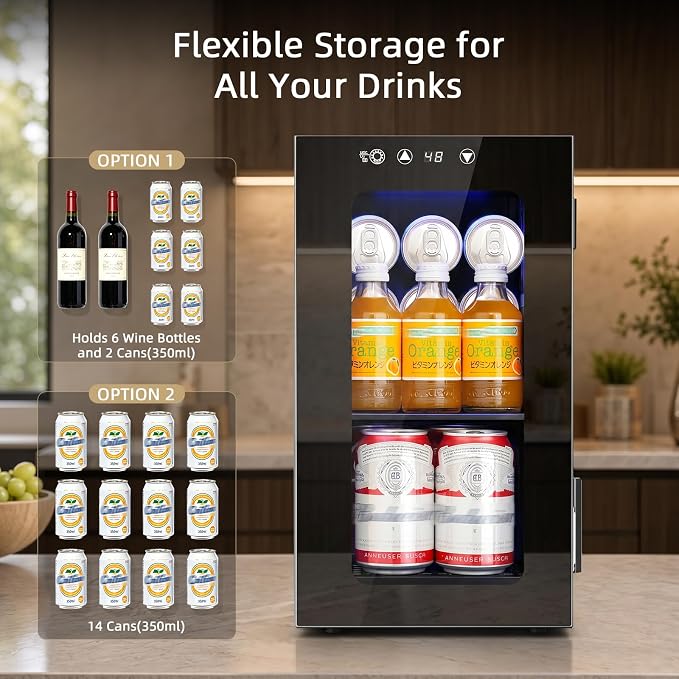 Antarctic Star Beverage Refrigerator, 10L Portable mini fridge with Electronic Temperature Control, 40-61°F Glass Door, Small Drink Fridge for Bedroom, Dorm, Office, Bar & Kitchen - Image 3