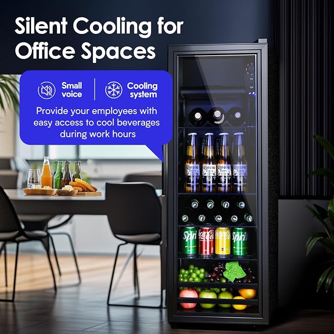 Anypro Beverage Refrigerator Cooler 4.8 Cu.Ft, Mini Fridge with Freeze with Glass Door for Soda Beer or Wine, Small Drink Dispenser Machine for Home Office Bar, 7 Temperatures, Adjustable Shelves - Image 6