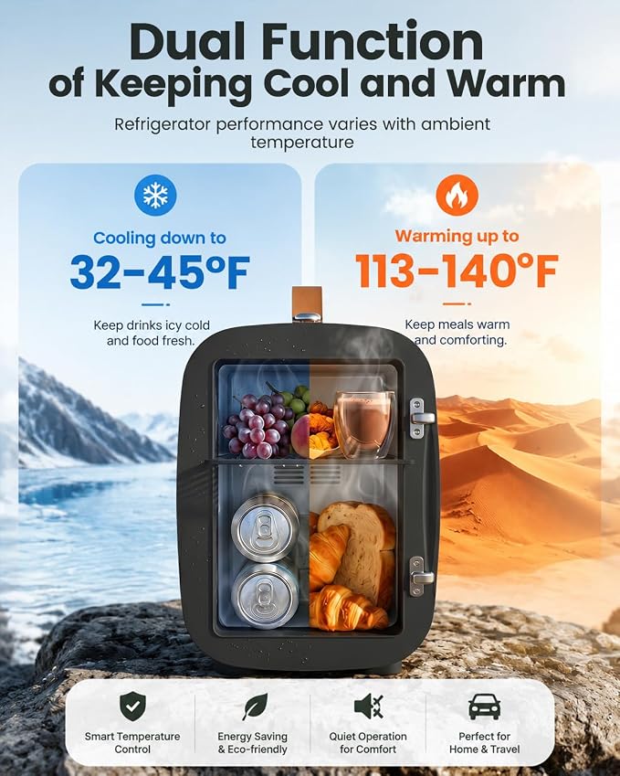 FANSEXPERT Cosmetic Fridge, Portable Mini Fridge for Skincare Food Drinks, 4L/6 Can Electric Plug In Cooler & Warmer, AC/DC Skincare Refrigerator for Bedroom Office Car Dorm (Black) - Image 3