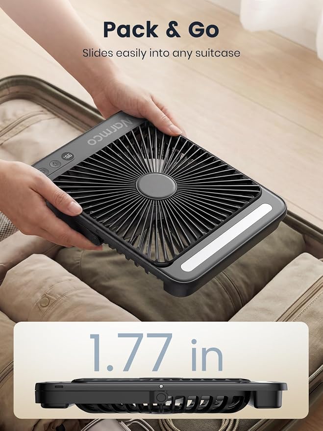 Warmco 20000mAh Battery Powered Fan, Ultra-Slim 8-Inch Portable Camping Fan with LED Lantern, Up to 48H Runtime Rechargeable Desk Fan for Bedroom, Outdoor, Tent, Travel, Cruise Ship Essentials - Image 5