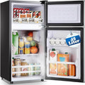 Mini Fridge with Separate Freezer Compartment Double Door Small Refrigerator with 7 Adjustable Temp Control Ideal for One Person Use & Dorm Apartment Office Silver by DEMULLER