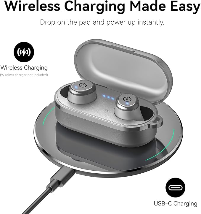 TOZO T10 Wireless Earbuds Powerful Bass Stereo Wireless Charging, APP, IPX8 | Waterproof, 55H Playtime, Ergonomic Design In Ear buds, App Customize EQ, Bluetooth 5.3 Headphones for Work, Travel, Gray - Image 7