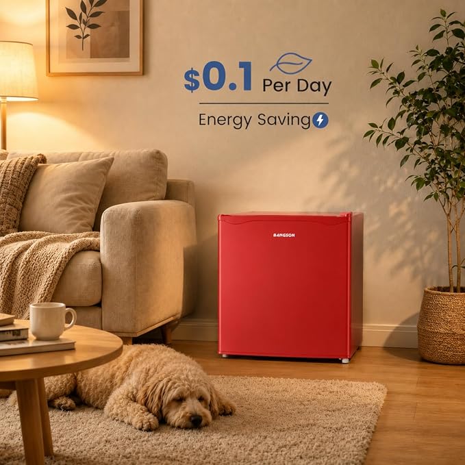 1.7 Cu.Ft Mini Fridge with Freezer for Dorm Office, Red | Compact Refrigerator Office, Energy Saving Small Fridge Reversible Single Door, Low Noise for Bedroom Small Apartment - Image 8