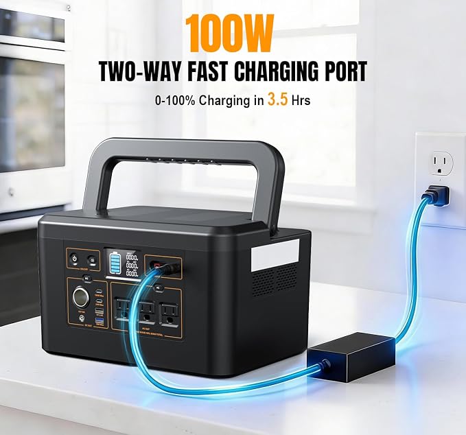 Portable Power Station 650W (1200W Peak), 576Wh Solar Generator, LiFePO4 Battery 3.5 Hour Fast Charging, Solar Generator for Home & Emergency Backup, Hurricane, CPAP (Solar Optional) - Image 2