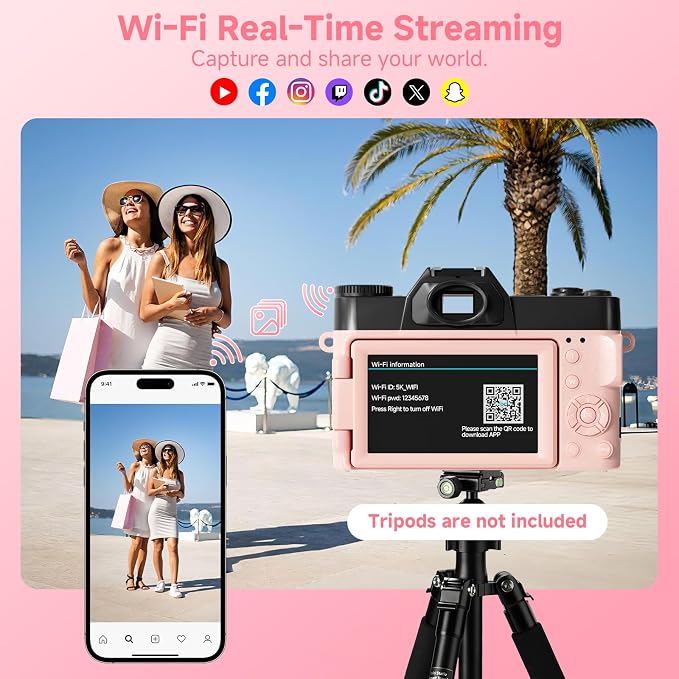 5K Digital Camera for Photography, UHD 75MP WiFi Vlogging Camera for YouTube - Image 4