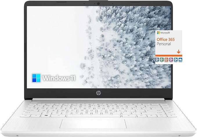 HP Latest Stream 14" HD Laptop, Intel Celeron Processor, 4GB Memory, 64GB eMMC Storage, Fast Charge, HDMI, Up to 11 Hours Long Battery Life, Office 365 1-Year, Win 11 S, Microfiber Bundle, White - Image 2