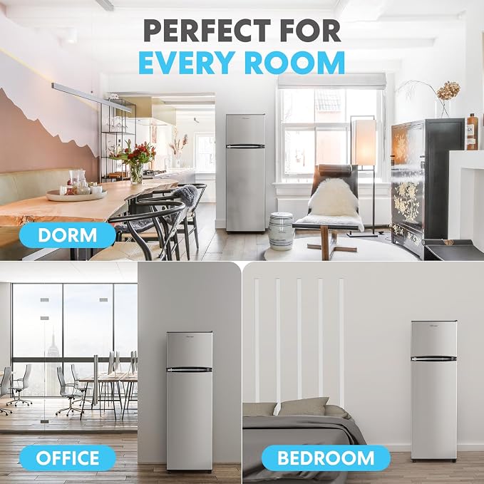 Simpli-Magic 10 Cu.Ft. Fridge with Freezer – Double Door Compact Refrigerator for Office, Dorm, Bedroom, Garage – Adjustable Thermostat, Large Capacity, Stainless Steel Finish - Image 8