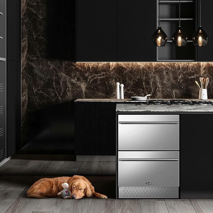 24" Drawer Beverage Fridge 145 Can Stainless Quiet | Fast cool, <38dB, undercounter/free, 37-65°F, stainless IPX4 - Image 2