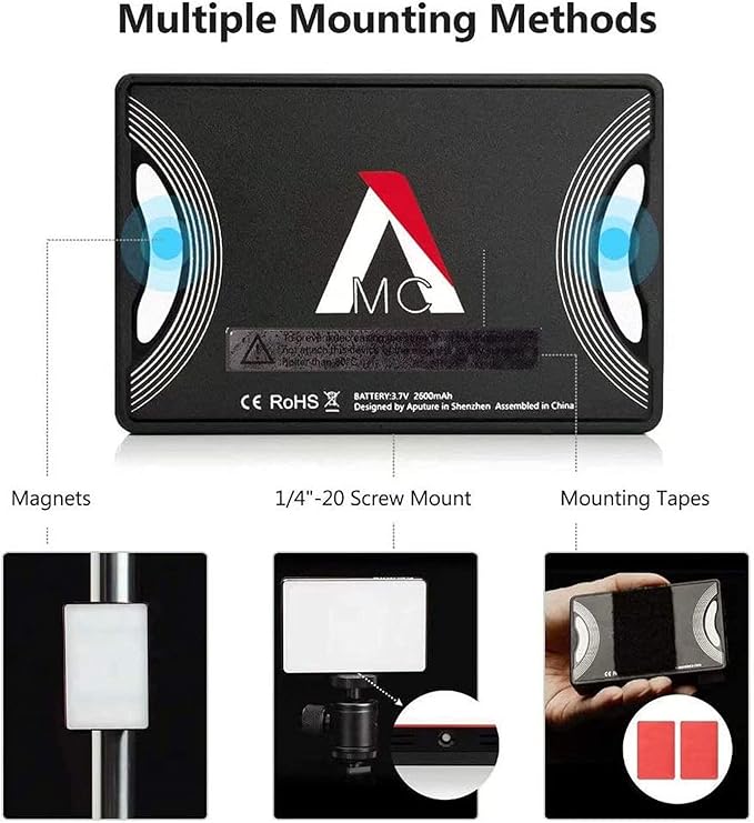 Aputure Amaran MC RGBWW Mini On Camera Video Light, 3200K-6500K, CRI/TLCI 96+ - Image 4
