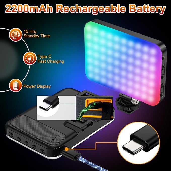 Hagibis RGB Video Light, 360° Full Color Selfie Light LED Camera Light - Image 2