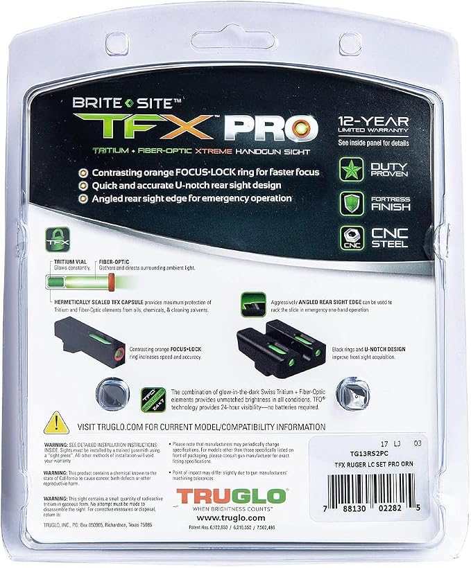 Truglo TFX PRO Handgun Sight, Glowing Shock Proof Tritium and Fiber Optic Night - Image 5