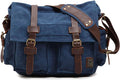 Sechunk Vintage Military Leather Canvas Laptop Bag Messenger Bags Medium by Sechunk