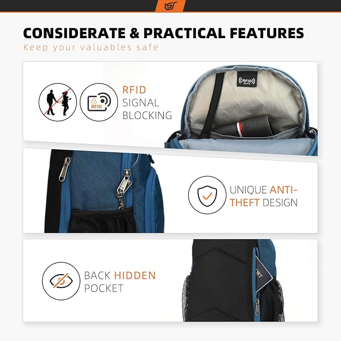 SKYSPER Sling Bag RFID Crossbody Sling Backpack Cross Body Shoulder Bag Travel - Image 3