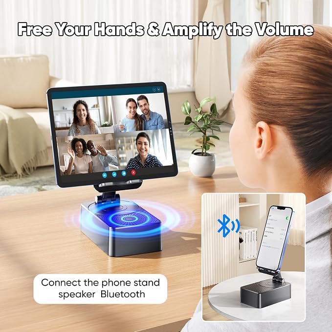 Phone Stand with Speaker with Bluetooth 5.3, Phone Stand with Remote Control & - Image 4