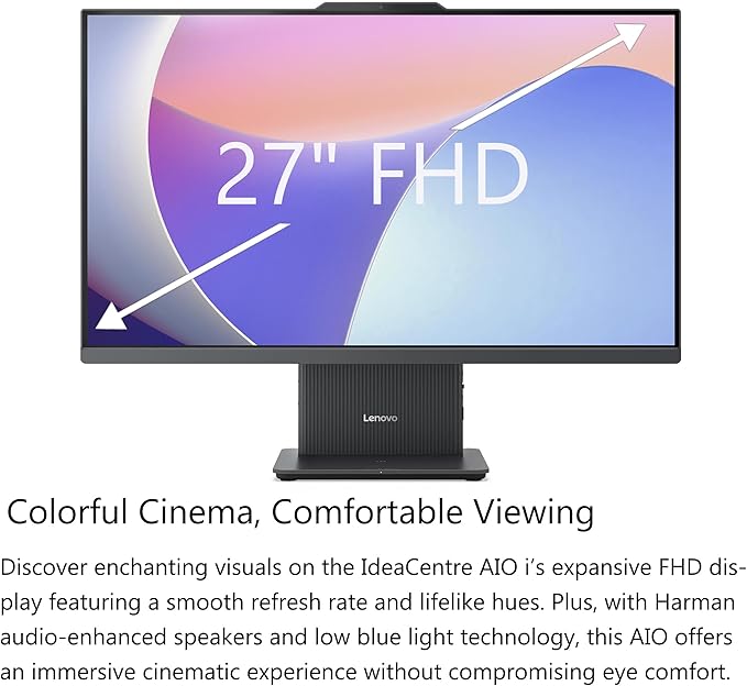 Lenovo IdeaCentre 27" All-in-One Desktop PC, Intel Core i7-13620H 10-Core 4.9GHz, 8GB DDR5 RAM, 512GB PCIe SSD, 5MP Webcam, Harman Audio, WiFi 6, Windows 11 Pro, Luna Grey AIO 27 - Image 4