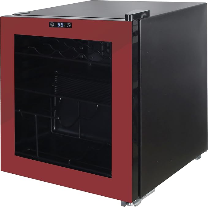 West Bend Beverage Cooler Refrigerator 15 Wine Bottle/60 Can Capacity, Glass Door, 17-Inch Wide Freestanding, Adjustable Thermostat Control, 1.6-Cu.Ft, Burgundy - Image 4