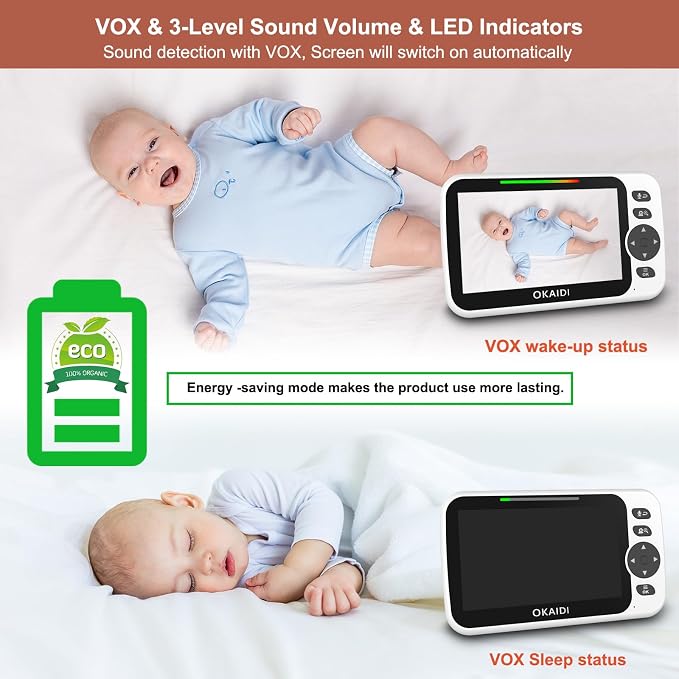 OKAIDI Video Baby Monitor with 4 Cameras, 30H Battery and 1000ft Range - Image 6