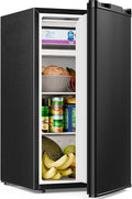 Antarctic Star 3.2 Cu.Ft.Compact Refrigerator with Freezer, Mini Fridge Single Door with Adjustable Thermostat,Removable Glass Shelves for Apartment,Dorm,Office,Kitchen，BLACK by AntarcticStar