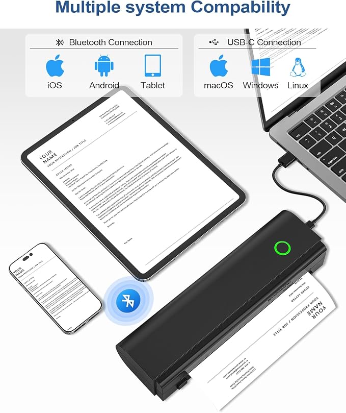 Portable Printers Wireless for Travel, Inkless Mobile Printer Work - Image 3