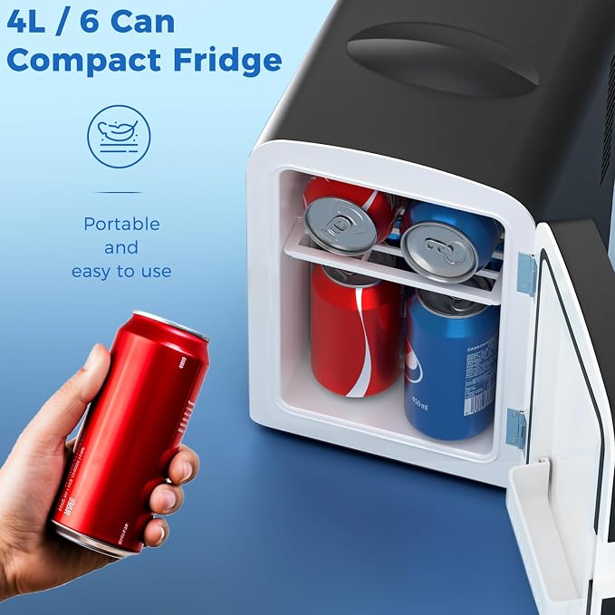Antarctic Star Compact Refrigerator, Portable Mini Fridge, Skin Care 4L Capacity/6 Cans, for Bedroom, Car, Office & Dorm, Small Cooler for Cosmetics, Magnetic Brushed Stainless Steel Door,Black - Image 3
