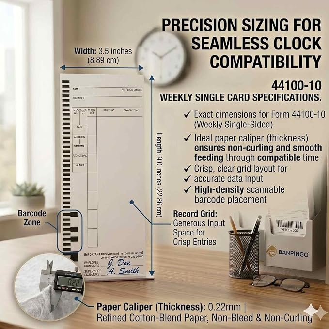 44100-10 Employee Time Cards, 6 Boxes of 100, Includes 1 Compatible 5000R Ribbon - Image 2