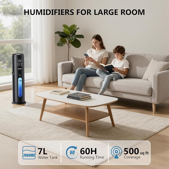 Humidifiers for Bedroom Large Room with Smart App & Remote Control, 7L/1.85Gal Large Humidifier, 4 Mist Levels Humidifiers for Home Crow - Image 3