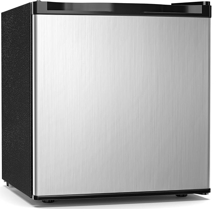 Antarctic Star 1.6 Cu. Ft Mini Fridge with Freezer,Small Compact Refrigerator with Single Reversible Door, Removable Shelves, 7 Adjustable Thermostat, for Dorm/Bedroom/Office,Steel by AntarcticStar