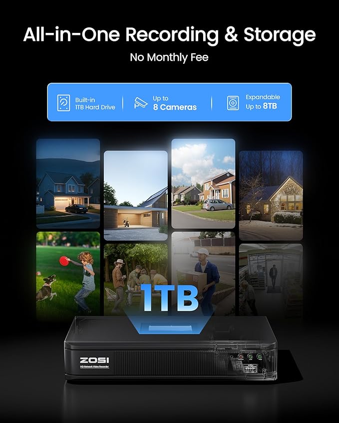 ZOSI 3K 5MP Lite H.265+ Home Security Camera System, 8 Channel Surveillance DVR - Image 5
