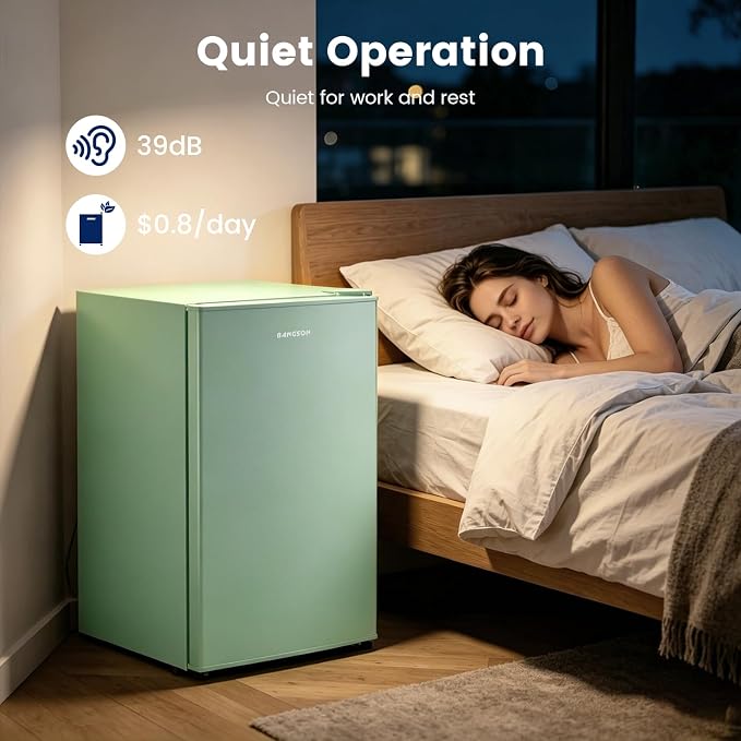 2.6 Cu Ft Small Fridge with Freezer for Office Green | Mini Refrigerator for Dorm Bedroom, Compact Fridge, Energy-efficient, Low Noise - Image 6